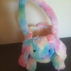 Plush Rainbow Bunny Easter Basket
